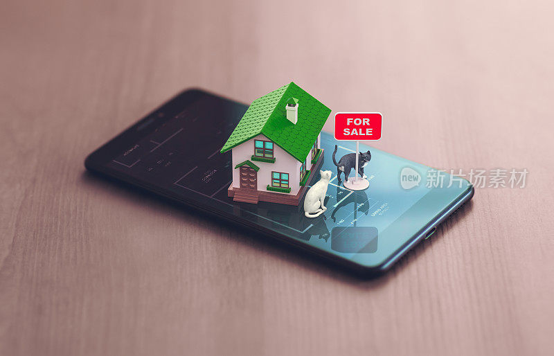 房子和智能手机出售- 3d